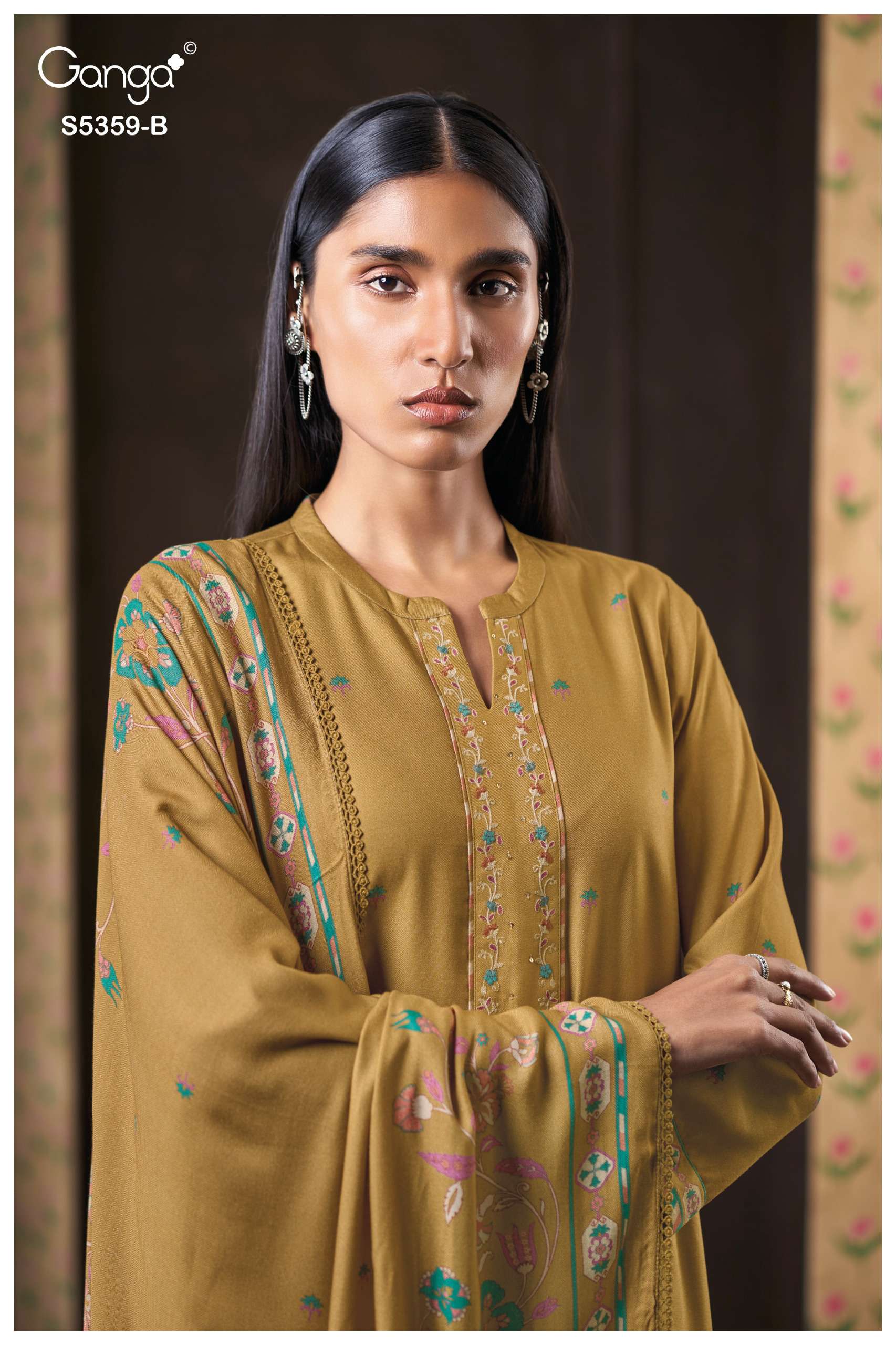 GANGA PRISHTA 5359 WINTER PASHMINA SOLID COLOR SUIT BRAND QUALITY MARKET ONLINE